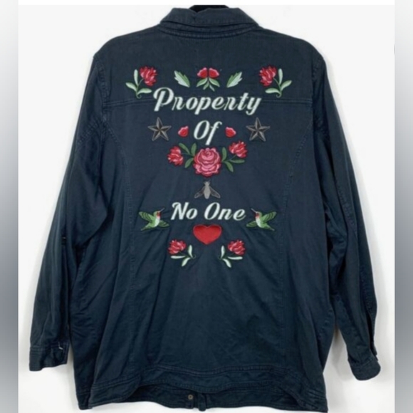 Torrid, Black Twill Jacket, "Property Of No One" Size 3X - Picture 8 of 8